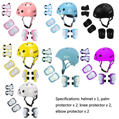 AIDY 7 In 1 Children Roller Skating Sports Protective Gear Set(Bright Yellow) - Protective Helmet & Masks by PMC Jewellery | Online Shopping South Africa | PMC Jewellery | Buy Now Pay Later Mobicred