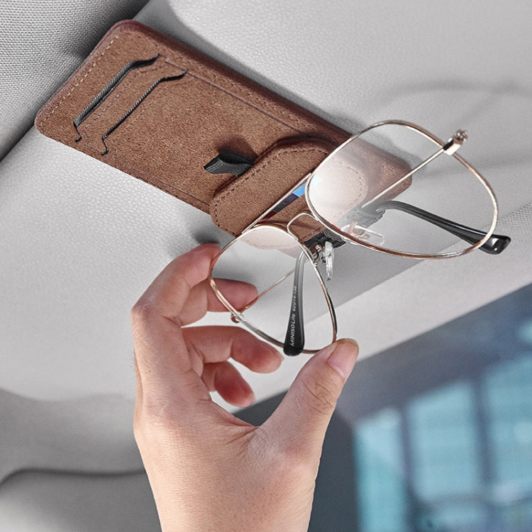 2 PCS/Set Multifunctional Glasses Clip For Car Sun Visor(Brown + Brown) - Sunglasses & Glasses Clips by PMC Jewellery | Online Shopping South Africa | PMC Jewellery | Buy Now Pay Later Mobicred