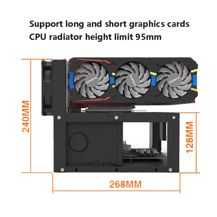 GR-8K605 Open Chassis 6 Card 8 Card Fixed Bracket(Black) - Caddies & Enclosures by PMC Jewellery | Online Shopping South Africa | PMC Jewellery | Buy Now Pay Later Mobicred