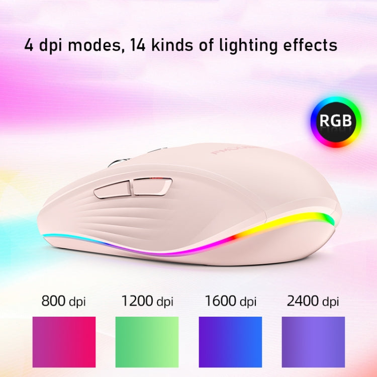 Fmouse M303 2400DPI Bluetooth&2.4G Dual Modes Rechargeable RGB Mouse(White) - Wireless Mice by Fmouse | Online Shopping South Africa | PMC Jewellery | Buy Now Pay Later Mobicred