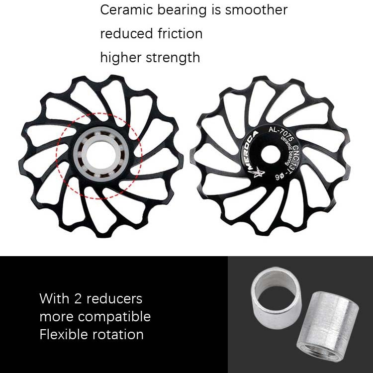 MEROCA Ceramic Bearing Mountain Bike Guide Wheel(11T Black) - Guide wheels by MEROCA | Online Shopping South Africa | PMc TechLife | Buy Now Pay Later Mobicred