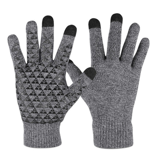 1 Pair Thick Velvet Touch Screen Knitted Warm Gloves, Size: Free Size(Grey) - Full Finger Gloves by PMC Jewellery | Online Shopping South Africa | PMC Jewellery | Buy Now Pay Later Mobicred