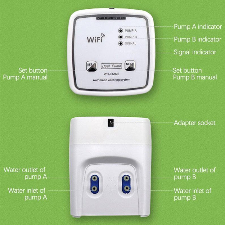 WD-01ADE WIFI Gardening Drip Irrigation Controller, Specification: Double Pump 15 Pots(AU Plug) - Watering & Irrigation by PMc TechLife | Online Shopping South Africa | PMc TechLife | Buy Now Pay Later Mobicred