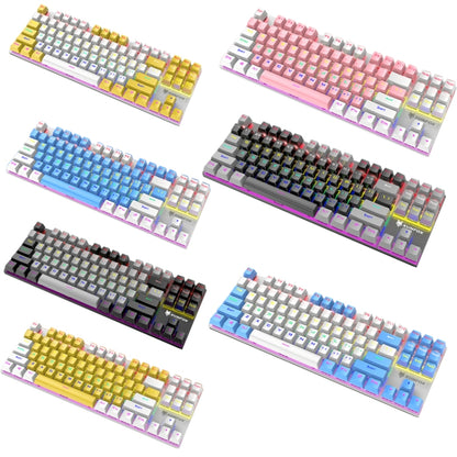 XUNFOX K80 87 Keys Wired Gaming Mechanical Illuminated Keyboard, Cable Length:1.5m(Pink White) - Wired Keyboard by XUNFOX | Online Shopping South Africa | PMC Jewellery | Buy Now Pay Later Mobicred