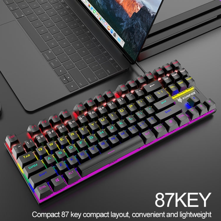 XUNFOX K80 87 Keys Wired Gaming Mechanical Illuminated Keyboard, Cable Length:1.5m(Blue White) - Wired Keyboard by XUNFOX | Online Shopping South Africa | PMC Jewellery | Buy Now Pay Later Mobicred