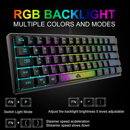 ZIYOU LANG K61 62 Keys RGB Lighting Mini Gaming Wired Keyboard, Cable Length:1.5m(White) - Wired Keyboard by ZIYOU LANG | Online Shopping South Africa | PMC Jewellery | Buy Now Pay Later Mobicred