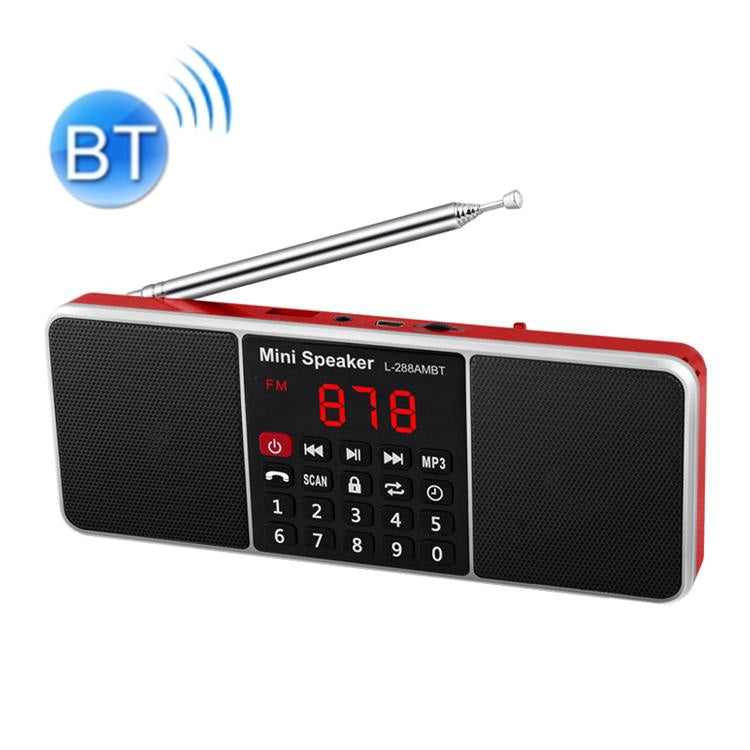 L-288AM  Bluetooth Dual Speaker Radio MP3 Player Support TF Card/U Disk with LED Display(Red) - Radio Player by PMC Jewellery | Online Shopping South Africa | PMC Jewellery | Buy Now Pay Later Mobicred