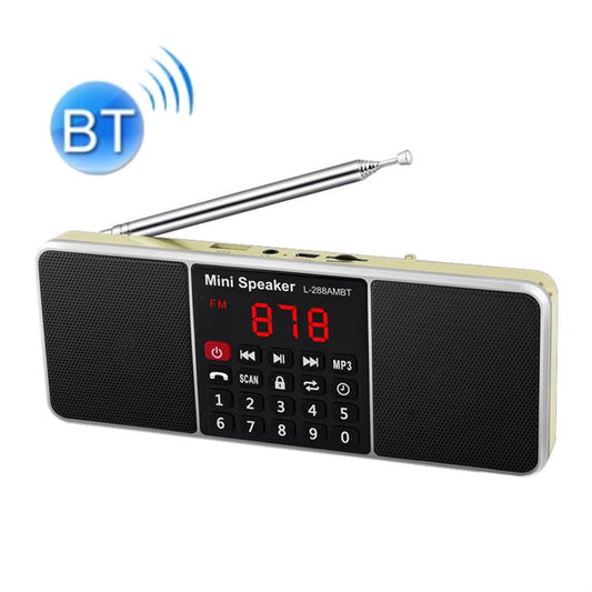 L-288AM  Bluetooth Dual Speaker Radio MP3 Player Support TF Card/U Disk with LED Display(Gold) - Radio Player by PMC Jewellery | Online Shopping South Africa | PMC Jewellery | Buy Now Pay Later Mobicred