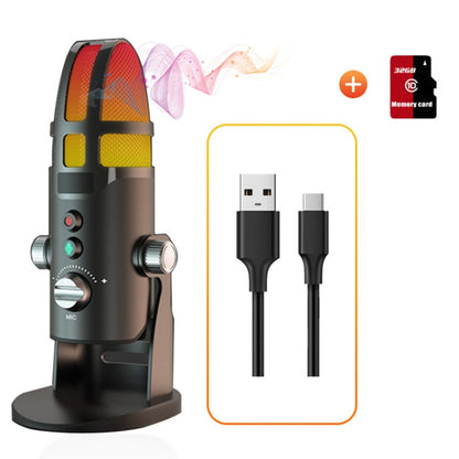 M9 RGB Condenser Microphone Built-in Sound Card,Style: Computer+32G Recording Card - Microphone by PMC Jewellery | Online Shopping South Africa | PMC Jewellery | Buy Now Pay Later Mobicred