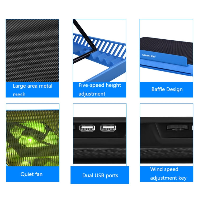 NUOXI H8 Metal Mesh Laptop Cooling Base(Black) - free shipping - PMC Jewellery - Order now!