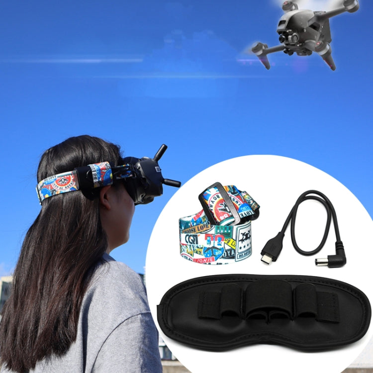 Flight Video Glasses Graffiti Color Headband Fixed Strap For DJI FPV Goggles V2 Strap + Power Line + Pad - Other Accessories by PMC Jewellery | Online Shopping South Africa | PMC Jewellery | Buy Now Pay Later Mobicred