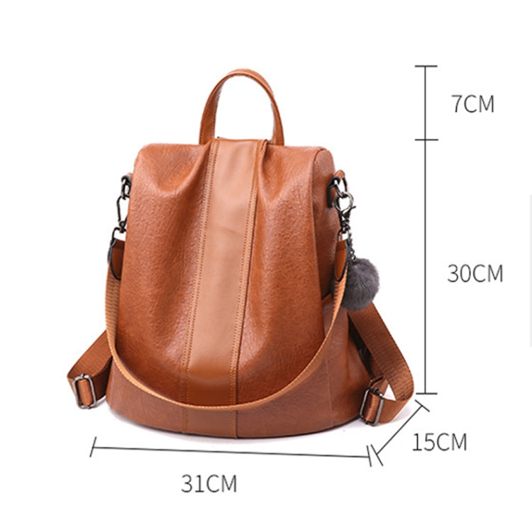 TFZ468 Vintage PU Soft Leather Ladies Backpack(Khaki) - Double-shoulder Bags by PMC TechLife | Online Shopping South Africa | PMC TechLife
