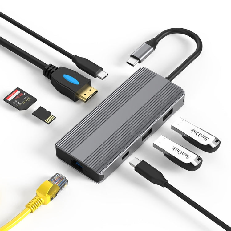 Blueendless 8K/30Hz Type-C To Gigabit Ethernet USB3.1 Docking Station(8 in 1) - free shipping - PMC Jewellery - Order now!
