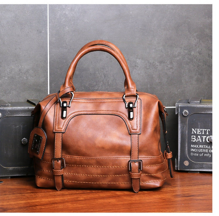 Ladies Casual Handbag Soft-faced Solid Color One-shoulder Diagonal Large Bag(Brown) - free shipping - PMC TechLife - Order now!