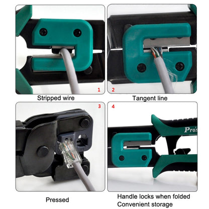 ProsKit Dual-purpose 6/8P Iron Handle Network Ratchet Crimping Plier(CP-376ER) - Lan Cable and Tools by ProsKit | Online Shopping South Africa | PMC Jewellery | Buy Now Pay Later Mobicred