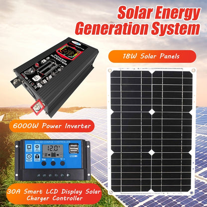 Tang 3 Generations Home Solar Generator Inverter+30A Controller+18W 12V Solar Panel, Specification: Black 12V To 220V - Modified Square Wave by PMC Jewellery | Online Shopping South Africa | PMC Jewellery | Buy Now Pay Later Mobicred