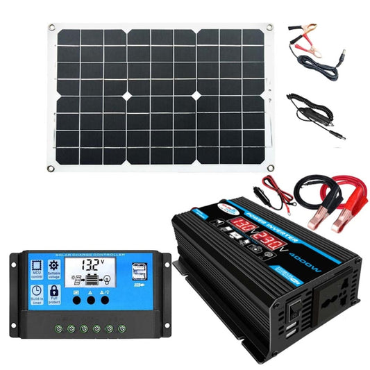 Solar Power System Inverter 30A Controller+18W 12V Solar Panel, Specification: Black 12V To 110V - Charger by PMC Jewellery | Online Shopping South Africa | PMC Jewellery | Buy Now Pay Later Mobicred