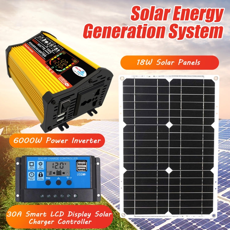 Saga 3 Generations Home Solar Generator Inverter+30A Controller+18W 12V Solar Panel, Specification: Yellow 12V To 110V - Modified Square Wave by PMC Jewellery | Online Shopping South Africa | PMC Jewellery | Buy Now Pay Later Mobicred