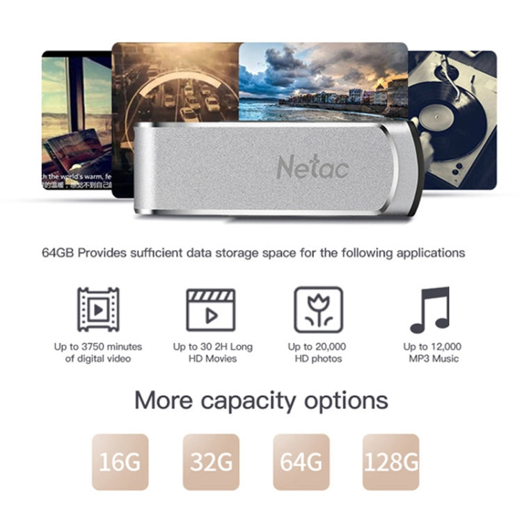 Netac U388 High Speed USB3.0 Metal Rotating Car Computer U Disk, Capacity: 128GB - USB Flash Drives by Netac | Online Shopping South Africa | PMC Jewellery | Buy Now Pay Later Mobicred