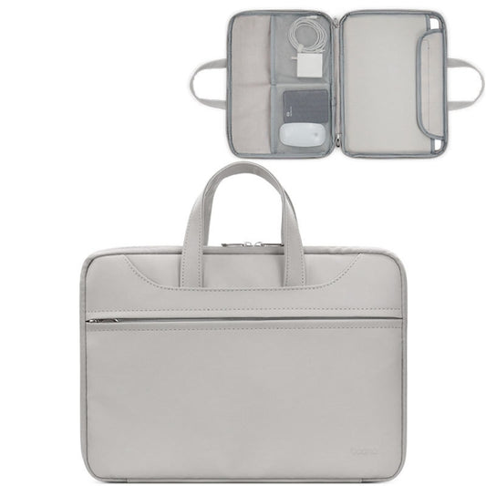 Baona BN-Q006 PU Leather Full Opening Laptop Handbag For 11/12 inches(Grey) - 12.1 inch by Baona | Online Shopping South Africa | PMC Jewellery | Buy Now Pay Later Mobicred