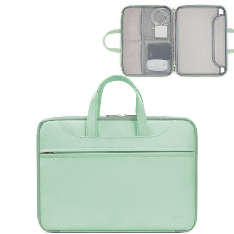 Baona BN-Q006 PU Leather Full Opening Laptop Handbag For 15/15.6/16 inches(Light Green) - 15.6 - 17 inch by Baona | Online Shopping South Africa | PMC Jewellery | Buy Now Pay Later Mobicred