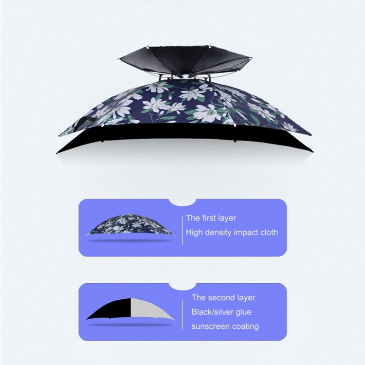 Double-layer Fishing Umbrella Hat Outdoor Sunscreen And Rainproof Folding Umbrella Hat, Color: 80 Camellia - Umbrellas by PMC Jewellery | Online Shopping South Africa | PMC Jewellery