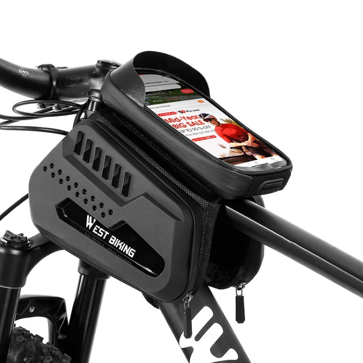 WEST BIKING Bicycle TPU Hard Shell Front Beam Bilateral Mobile Phone Bag(Black) - Bicycle Bags by WEST BIKING | Online Shopping South Africa | PMC TechLife | Buy Now Pay Later Mobicred