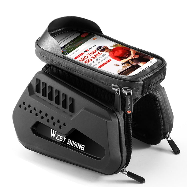 WEST BIKING Bicycle TPU Hard Shell Front Beam Bilateral Mobile Phone Bag(Black) - Bicycle Bags by WEST BIKING | Online Shopping South Africa | PMC TechLife | Buy Now Pay Later Mobicred
