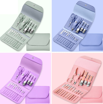 Nail Art Tool Set Nail Clippers Dead Skin Scissors Manicure Tool, Specification: 16 In 1 Coffee - Nail Clipper by PMC Jewellery | Online Shopping South Africa | PMC Jewellery | Buy Now Pay Later Mobicred