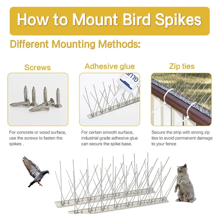10 Sets 25cm Long Stainless Steel Bird Repellent Thorn Anti-cat Thorn Bird Device - Outdoor Insect Repellent by PMC TechLife | Online Shopping South Africa | PMC TechLife