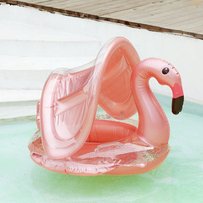 Inflatable Children Swimming Ring with Sunshade Floating Seat(Flamingo) - Swimming Rings by PMC Jewellery | Online Shopping South Africa | PMC Jewellery