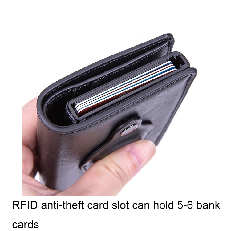 X-80 RFID Anti-theft Brushed Leather Card Holder For AirTag(Coffee) - Wallet Series by PMC Jewellery | Online Shopping South Africa | PMC Jewellery