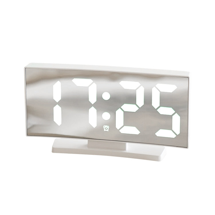669 Multifunctional LED Curved Screen Desktop Electronic Clock(White Shell White Light) - Alarm Clocks by PMC Jewellery | Online Shopping South Africa | PMC Jewellery