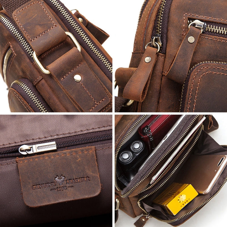HUMERPAUL MH573 Men Shoulder Bag Leather Messengers Bag(Khaki) - Single-shoulder Bags by HUMERPAUL | Online Shopping South Africa | PMC TechLife | Buy Now Pay Later Mobicred