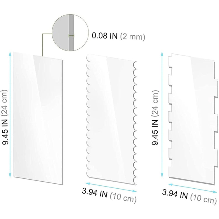 6 In 1 Clear Acrylic Cake Scraper Smoothing Tool Set - free shipping - PMC TechLife - Order now!