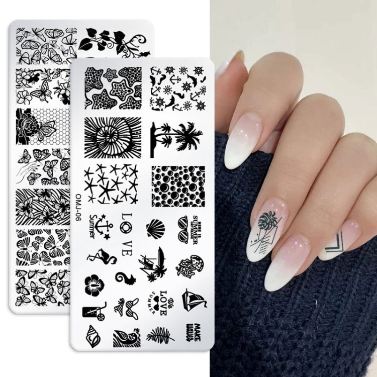 5 PCS Square Nail Art Print Template Nail Accessories(OMJ-03) - Nail Art Equipment by PMC Jewellery | Online Shopping South Africa | PMC Jewellery | Buy Now Pay Later Mobicred