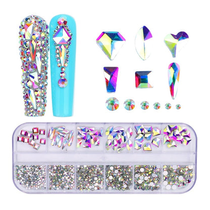 12 Grid Flat Bottom Shaped Nail Rhinestones Nail Decoration, Specification: 04 - Nail Stickers by PMC Jewellery | Online Shopping South Africa | PMC Jewellery | Buy Now Pay Later Mobicred