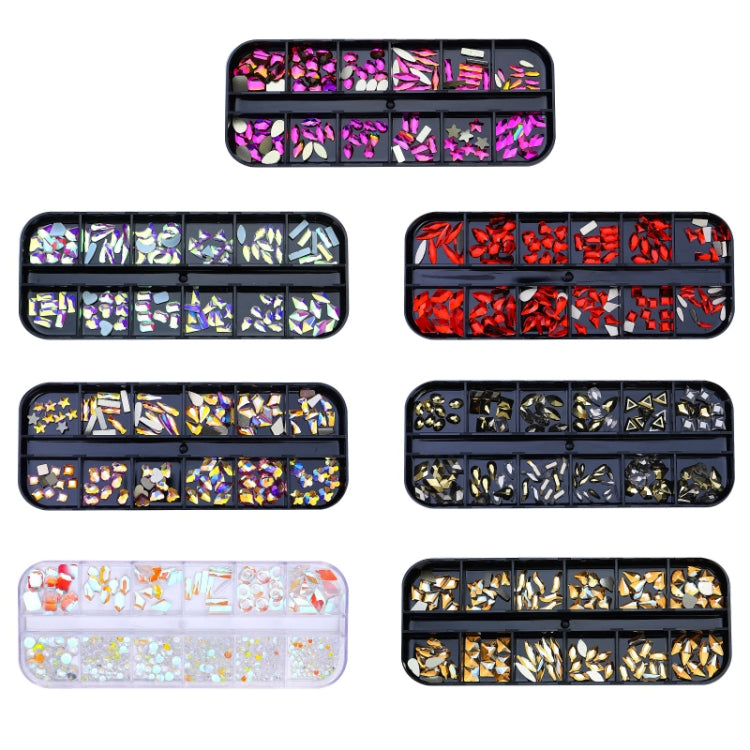 12 Grid Flat Bottom Shaped Nail Rhinestones Nail Decoration, Specification: 28 - free shipping - PMC Jewellery - Order now!