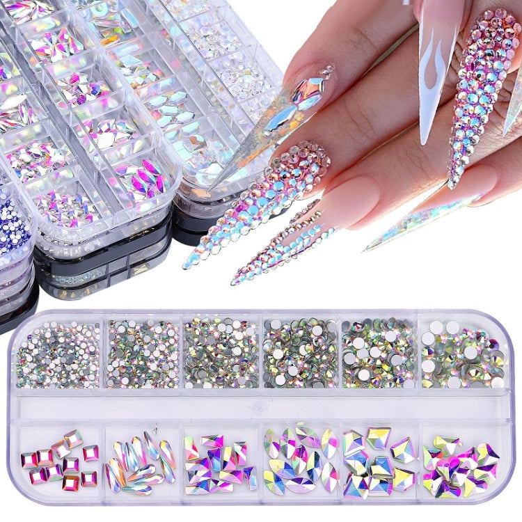 12 Grid Flat Bottom Shaped Nail Rhinestones Nail Decoration, Specification: 28 - free shipping - PMC Jewellery - Order now!