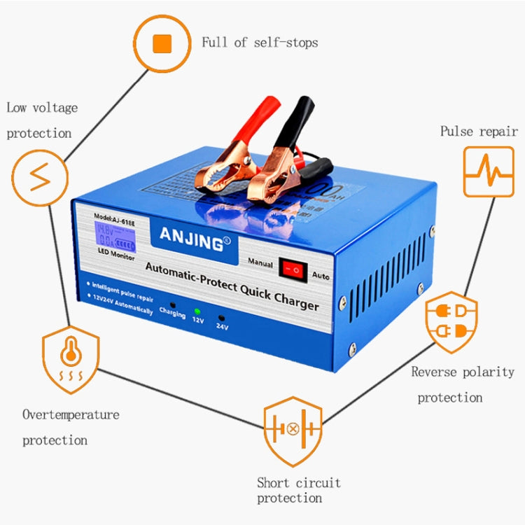 ANJING AJ-618E Battery Charger Car Battery Repairer, Model: EU Plug - Battery Charger by PMC TechLife | Online Shopping South Africa | PMC TechLife