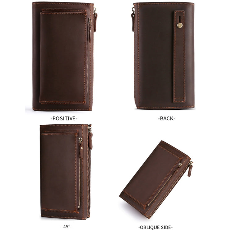 TP-6029  Crazy Horse Leather Men Clutch Large Capacity Mobile Phone Bag Wallet(Dark Brown) - Wallets by PMC Jewellery | Online Shopping South Africa | PMC Jewellery