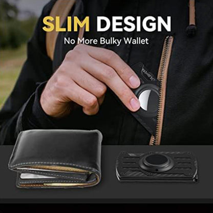 Men Ultra Slim Tracker Card Holder RFID Metal Card Holder for AirTag(Black) - Wallet Series by PMC Jewellery | Online Shopping South Africa | PMC Jewellery