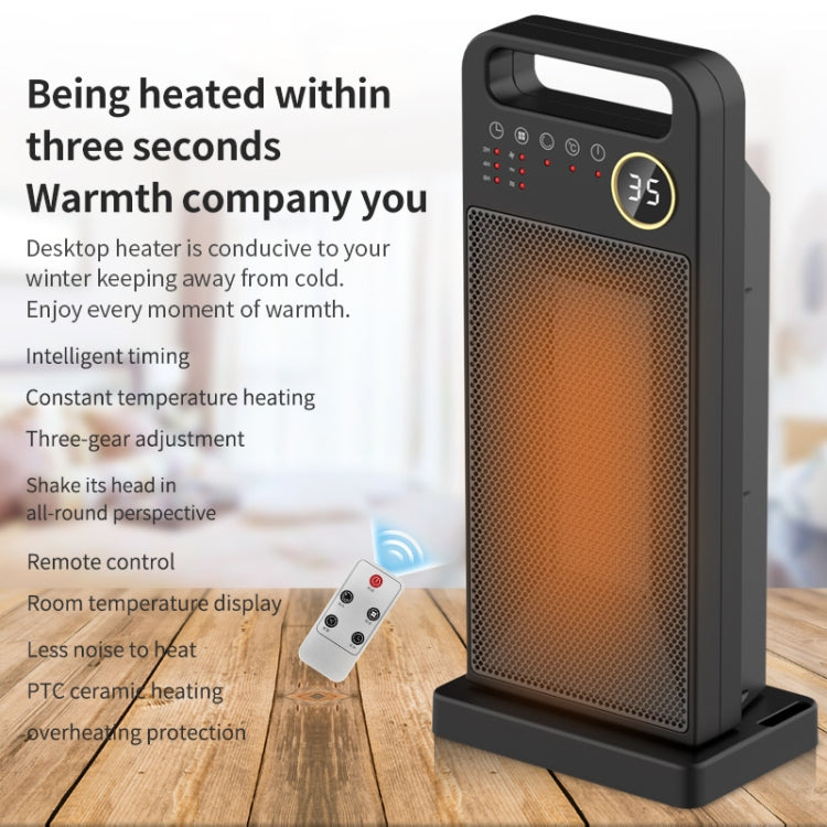 LCD Digital Display Rotary Remote Control Heater PTC Ceramic Heating Heater, Spec: EU Plug (Black) - free shipping - PMC TechLife - Order now!