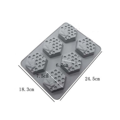 2 PCS 6 Grid Honeycomb Bee Silicone Handmade Soap Mould Chocolate Mooncake Mould(Grey) - Food Molds by PMC Jewellery | Online Shopping South Africa | PMC Jewellery