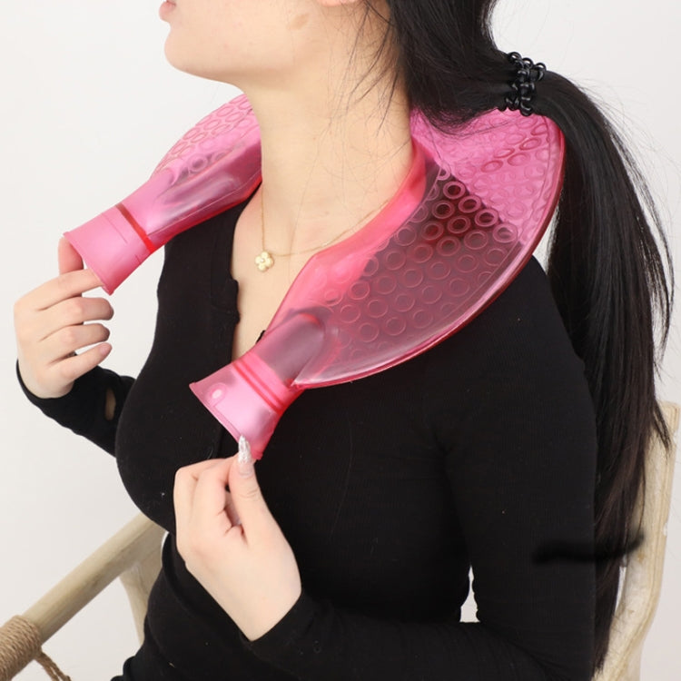 U-shaped PVC Hot Compress Shoulder And Neck Explosion-proof Water Injection Hot Water Bag(Rose Red + Red Love Knitted) - Hot Water Bags by PMC Jewellery | Online Shopping South Africa | PMC Jewellery | Buy Now Pay Later Mobicred