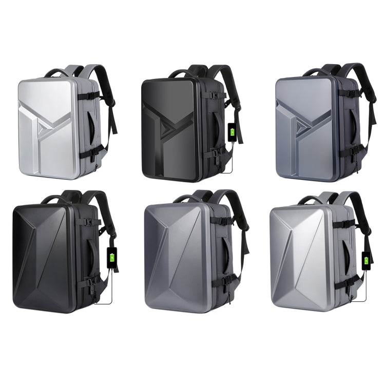 Large-capacity Waterproof Expandable Hard Shell Backpack with USB Charging Hole(161 Dark Gray) - Backpack by PMC TechLife | Online Shopping South Africa | PMC TechLife