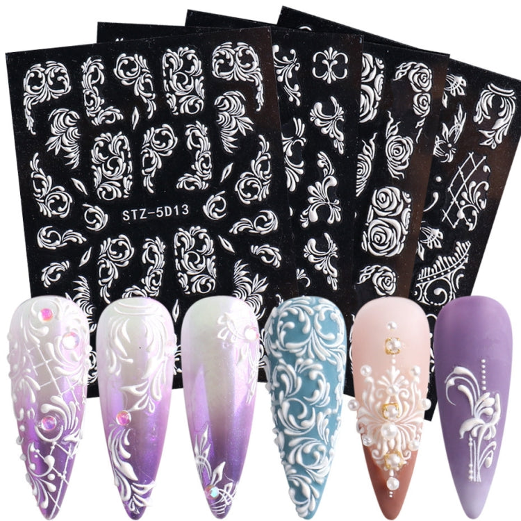 5D Three-dimensional Carved Nail Art Stickers Rose Pattern Embossed Nail Stickers(Stz-5D16) - Nail Stickers by PMC Jewellery | Online Shopping South Africa | PMC Jewellery | Buy Now Pay Later Mobicred