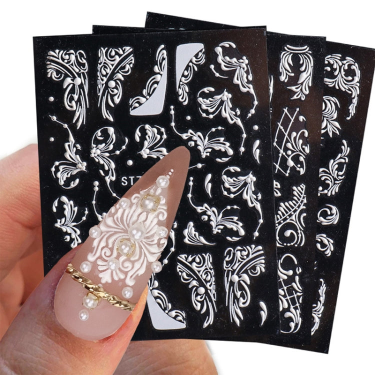 5D Three-dimensional Carved Nail Art Stickers Rose Pattern Embossed Nail Stickers(Stz-5D15) - Nail Stickers by PMC Jewellery | Online Shopping South Africa | PMC Jewellery | Buy Now Pay Later Mobicred