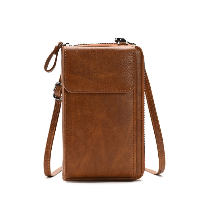 Lady Purse Shoulder Crossbody Bag Multi-functional Mobile Phone Bag(Brown) - Single-shoulder Bags by PMC TechLife | Online Shopping South Africa | PMC TechLife
