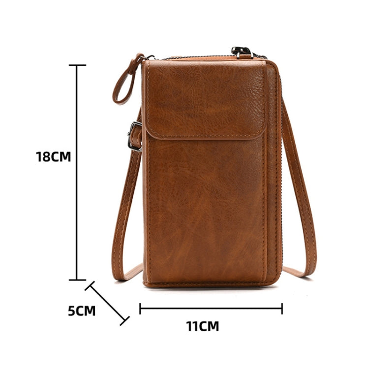 Lady Purse Shoulder Crossbody Bag Multi-functional Mobile Phone Bag(Brown) - Single-shoulder Bags by PMC TechLife | Online Shopping South Africa | PMC TechLife